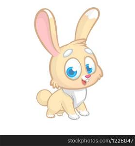 Happy bunny cartoon isolated on white background. Vector illustration of a cute rabbit