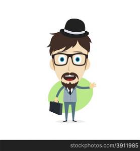 happy businessman cartoon character theme vector art illustration. happy businessman