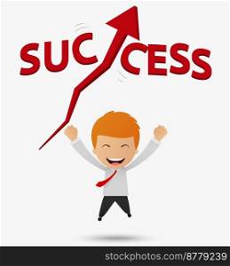 Happy businessman get success 
