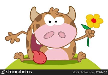 Happy Calf With Flower