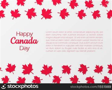 Happy Canada Day background with paper cut maple leaves. 1st July celebration concept. Simple realistic backdrop with shadows and gradients.. Happy Canada Day background with paper cut maple leaves.