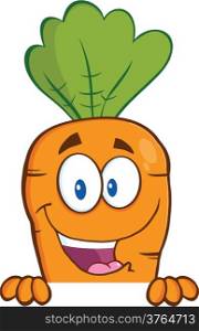 Happy Carrot Cartoon Character Over Blank Sign