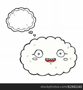 happy cartoon cloud with thought bubble