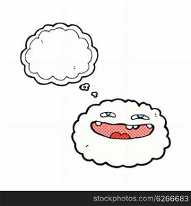 happy cartoon cloud with thought bubble