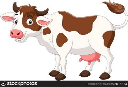 Happy cartoon cow isolated on white background