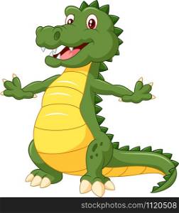 Happy cartoon crocodile posing