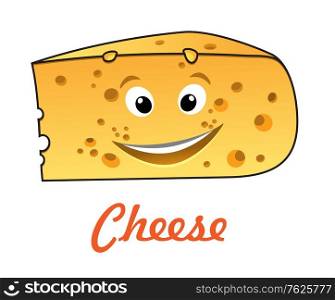Happy cartoon cute cheese character with text - Cheese, suitable for food market design