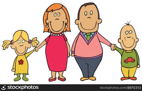Happy cartoon family vector image