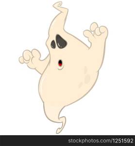 Happy cartoon ghost. Halloween vector illustration