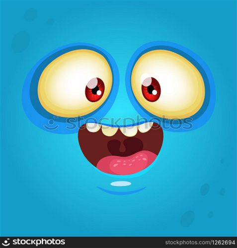 Happy cartoon monster face. Halloween monster character. Prints design for t-shirts