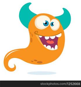 Happy cartoon monster or ghost. Vector Halloween illustration of orange ghost. Funny cartoon monster character