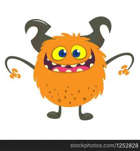 Happy cartoon monster. Vector Halloween illustration. Big set of cartoon monsters