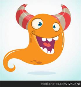 Happy cartoon monster. Vector Halloween orange monster illustration. Funny cartoon monster character