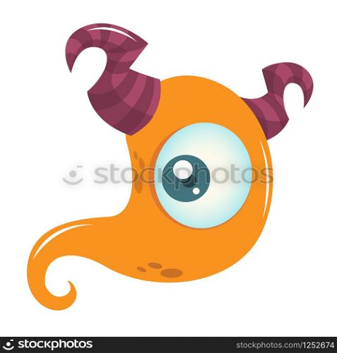 Happy cartoon monster with one eye. Vector Halloween orange monster illustration. Funny cartoon monster character