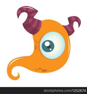 Happy cartoon monster with one eye. Vector Halloween orange monster illustration. Funny cartoon monster character