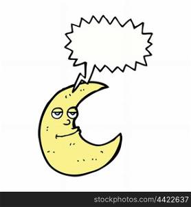 happy cartoon moon with speech bubble