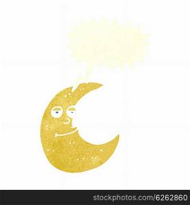 happy cartoon moon with speech bubble