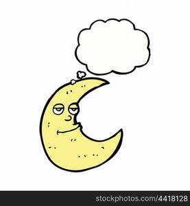 happy cartoon moon with thought bubble