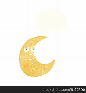 happy cartoon moon with thought bubble