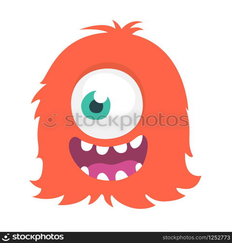 Happy cartoon one eyed monster. Vector Halloween illustration. Big set of cartoon monsters