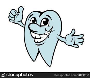Happy cartoon tooth in clean condition for dentistry design