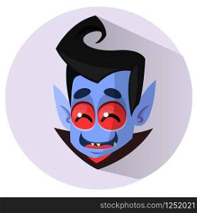 Happy cartoon vampire head icon. Vector illustration