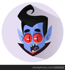 Happy cartoon vampire head yelling. Vector illustration