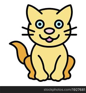 Happy cat icon. Outline happy cat vector icon color flat isolated. Happy cat icon color outline vector