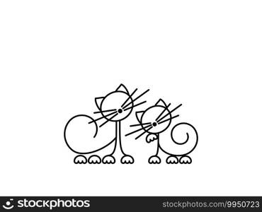 Happy Cats Silhouettes. Cat Print. Minimalist Art. Vector illustration.