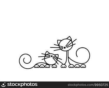 Happy Cats Silhouettes. Cat Print. Minimalist Art. Vector illustration.
