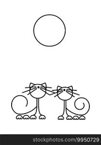 Happy Cats Silhouettes. Cat Print. Minimalist Art. Vector illustration.