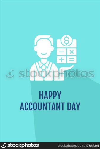Happy chartered accountant day greeting card with glyph icon element. Creative simple postcard vector design. Decorative invitation with minimal illustration. Creative banner with celebratory text. Happy chartered accountant day greeting card with glyph icon element