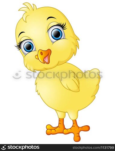 Happy chicks cartoon isolated on white background