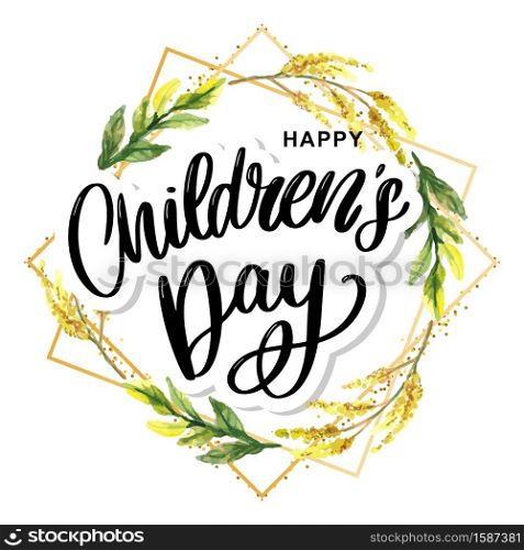 happy children&rsquo;s day, cute vector greeting card with funny letters in scandinavian style and cartoon. happy children&rsquo;s day, cute vector greeting card with funny letters in scandinavian style and cartoon landscape