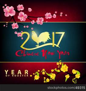 Happy Chinese New Year 2017 Blooming Flowers Design