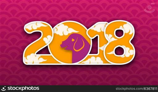 Happy Chinese New Year 2018 Card with Dog, Abstract Background Design. Happy Chinese New Year 2018 Card with Dog, Abstract Background Design - Illustration Vector