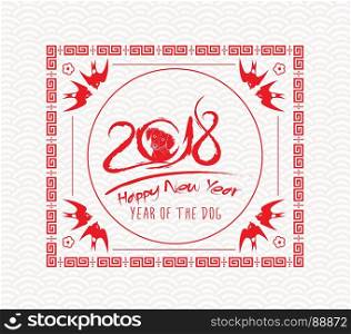 Happy Chinese new year 2018 card year of dog