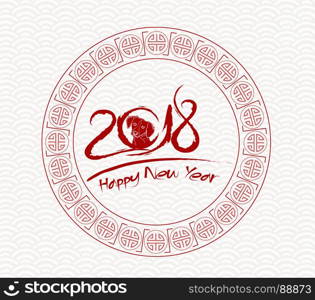 Happy Chinese new year 2018 card year of dog