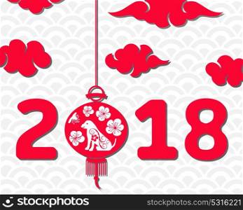 Happy Chinese New Year 2018 Card, Year of Dog, Asian Banner. Happy Chinese New Year 2018 Card, Year of Dog, Asian Banner - Illustration Vector