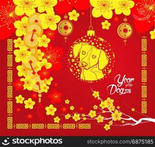 Happy Chinese new year 2018 card, Year of the dog