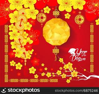 Happy Chinese new year 2018 card, Year of the dog