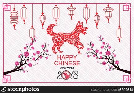 Happy Chinese New Year 2018 year of the dog. Lunar new year.