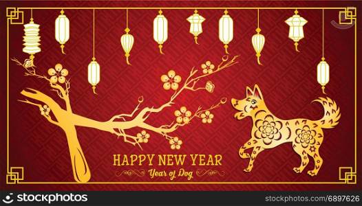 Happy Chinese New Year 2018 year of the dog. Lunar new year.