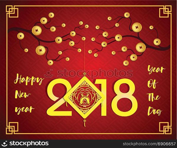Happy Chinese New Year 2018 year of the dog. Lunar new year