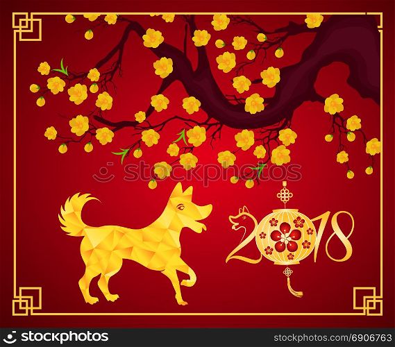 Happy Chinese New Year 2018 year of the dog. Lunar new year