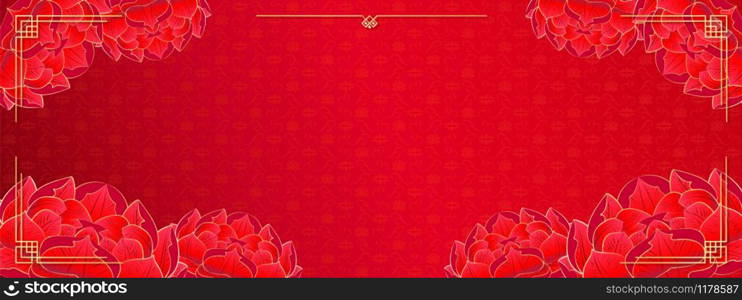 Happy Chinese New Year 2020, lunar year of the rat, red template background. Web banner social network or brochure. Vector stock illustration. Happy Chinese New Year 2020, lunar year of the rat, red template background