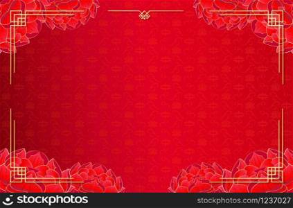 Happy Chinese New Year 2020, lunar year of the rat, red template background. Web banner social network or brochure. Vector stock illustration. Happy Chinese New Year 2020, lunar year of the rat, red template background
