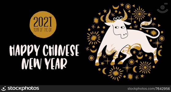 Happy Chinese new year. New year 2021 year of the ox, vector illustration, greeting card, banner.. Chinese new year 2021 year of the ox, vector illustration, greeting card, banner.