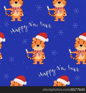 Happy chinese new year seamless pattern. Year of the tiger. Happy chinese new year seamless pattern. Year of the tiger.