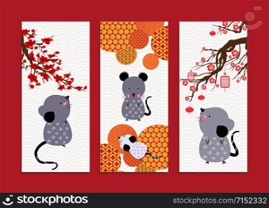 Happy chinese new year. Year of the Rat. Chinese characters mean Happy New Year